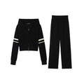 Waffle-knit Hooded Cardigan And Sweatshirt Set For Women