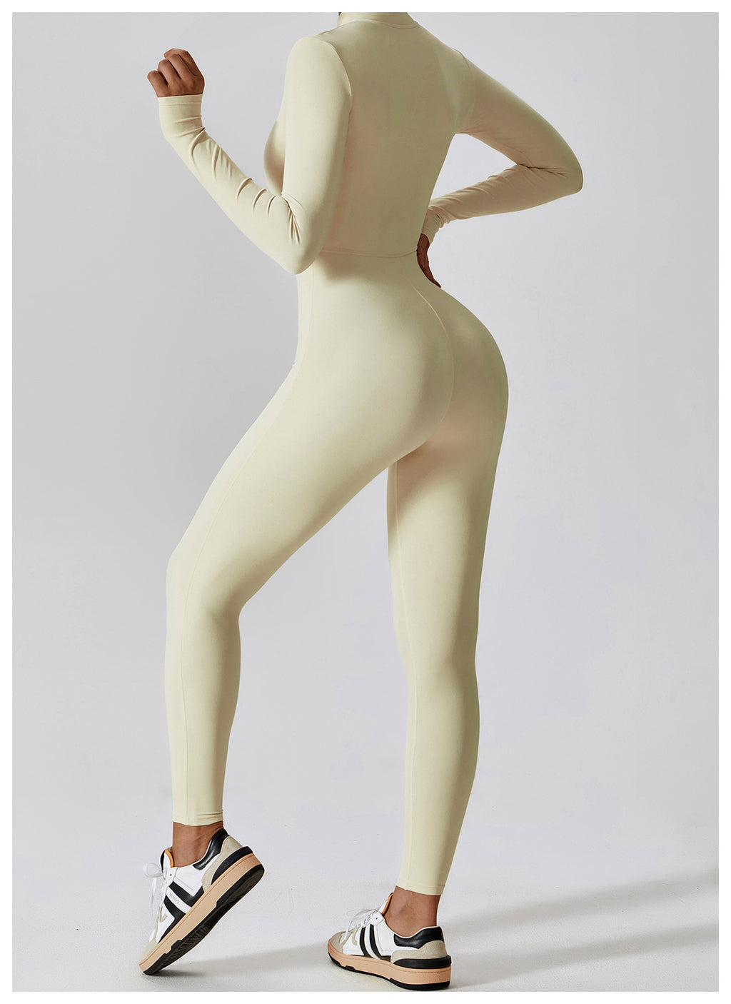 Women's Long-sleeve Zipper Gym Sports Jumpsuit