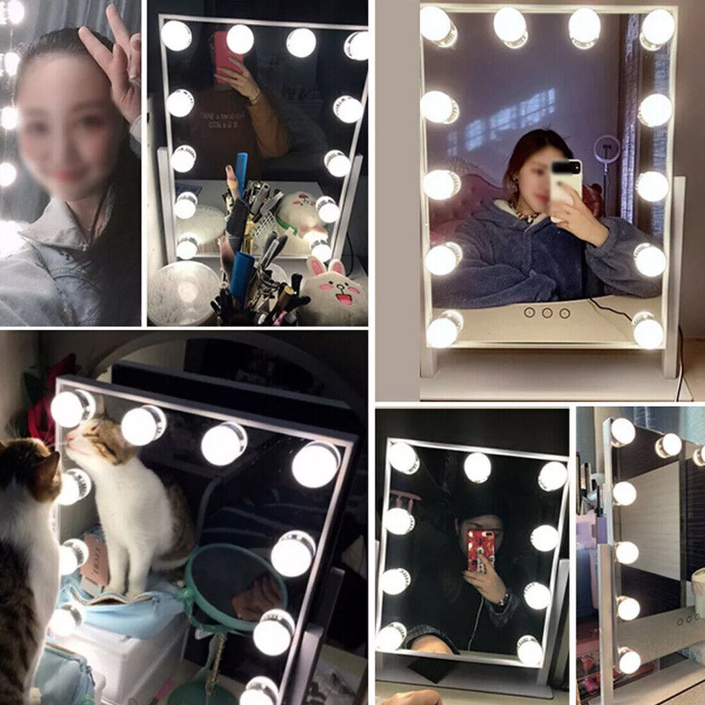 New Hollywood Mirror Vanity Make Up Mirror With 12 Lights LED Dressing Table Mirror UK