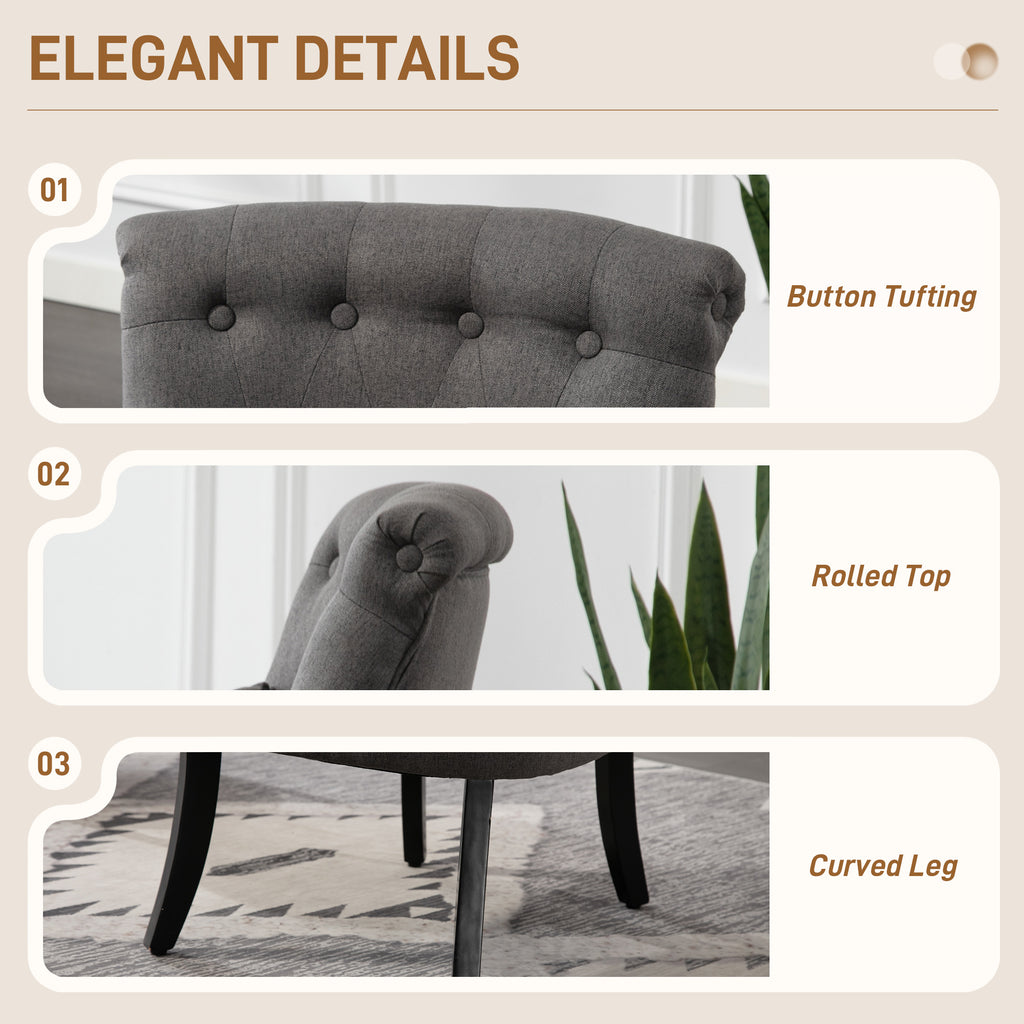 Fabric Single Sofa Dining Chair Tub Chair Upholstered W/ Pillow Solid Wood Leg Home Living Room Furniture Charcoal Grey