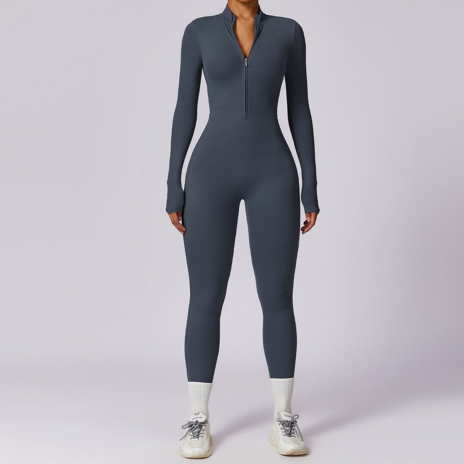 Women's Long-sleeve Zipper Gym Sports Jumpsuit