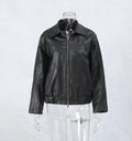 Women's Bow-Knot Zipper Leather Jacket