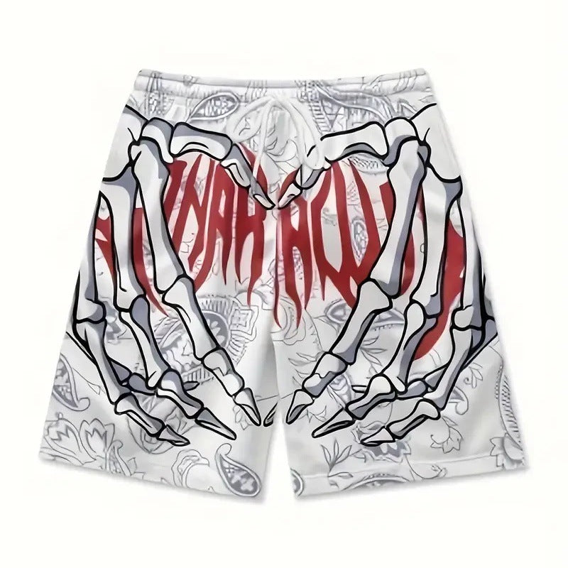 Summer Fashion Skull Hand Letter Element Shorts