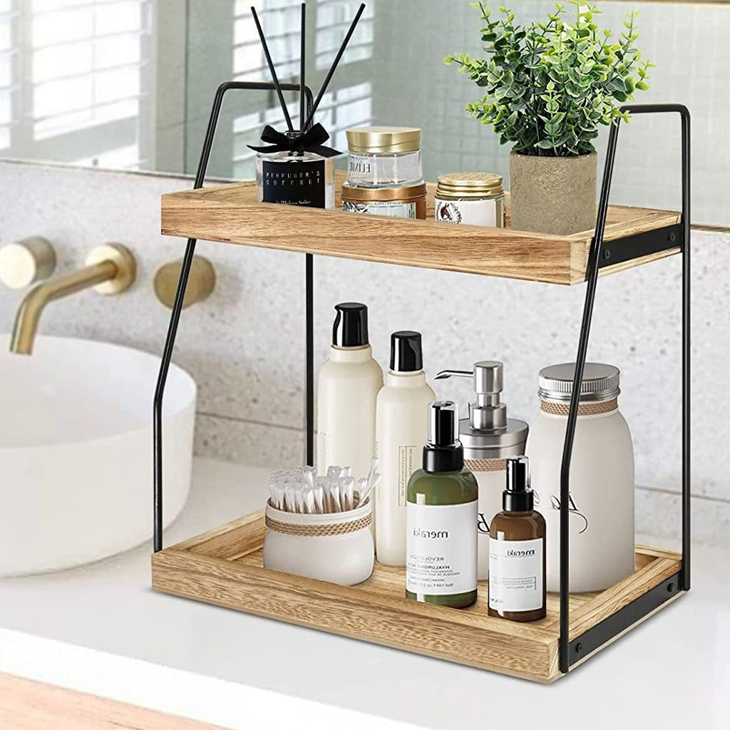 NEW 2 Tier Wooden Shelf Storage Unit Book Plant Stand Bathroom Kitchen Shelving Rack----medium Size