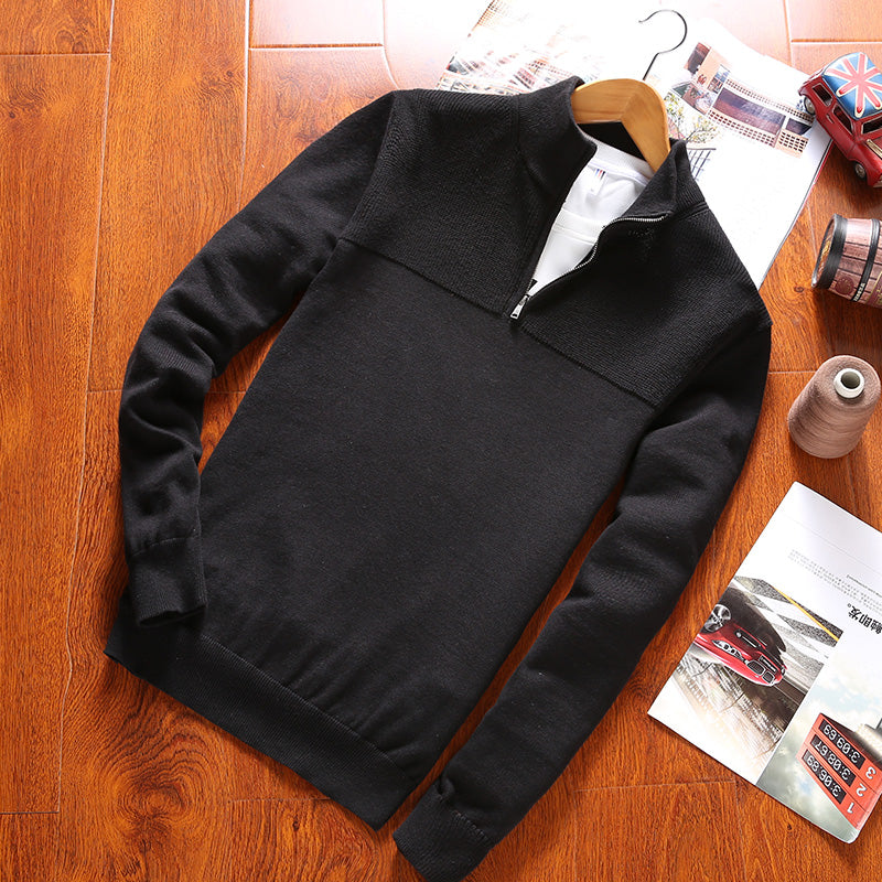 Fall half zip collar sweater men