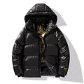 Loose-fitting Black Gold Cotton-padded Hooded Down Jacket