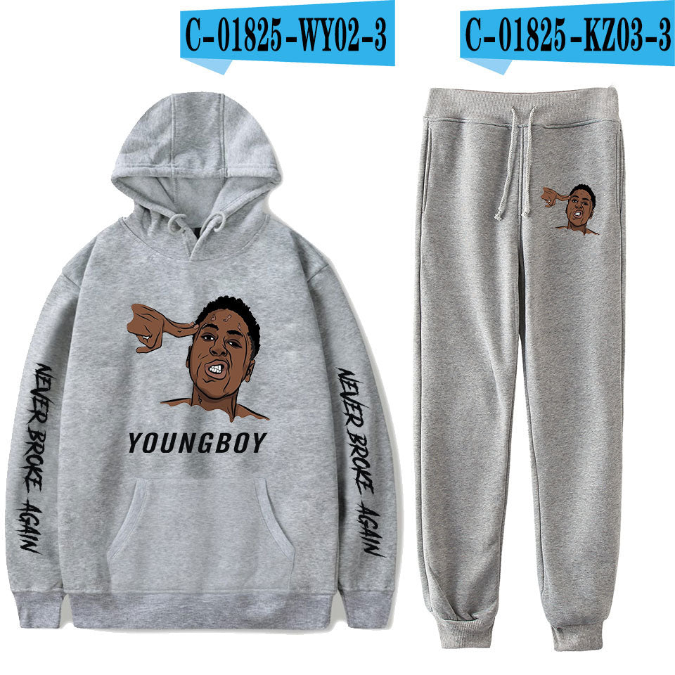 Broke Again Hooded Sweatshirt And Ankle Pants Casual Set