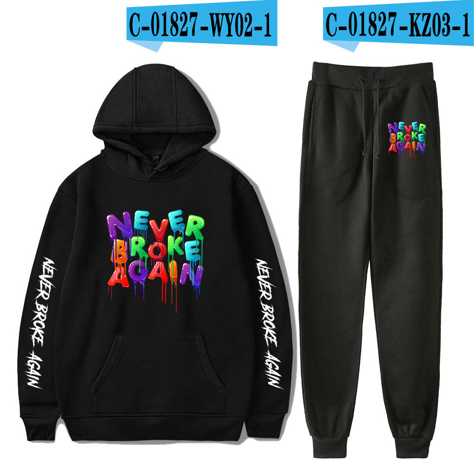 Broke Again Hooded Sweatshirt And Ankle Pants Casual Set