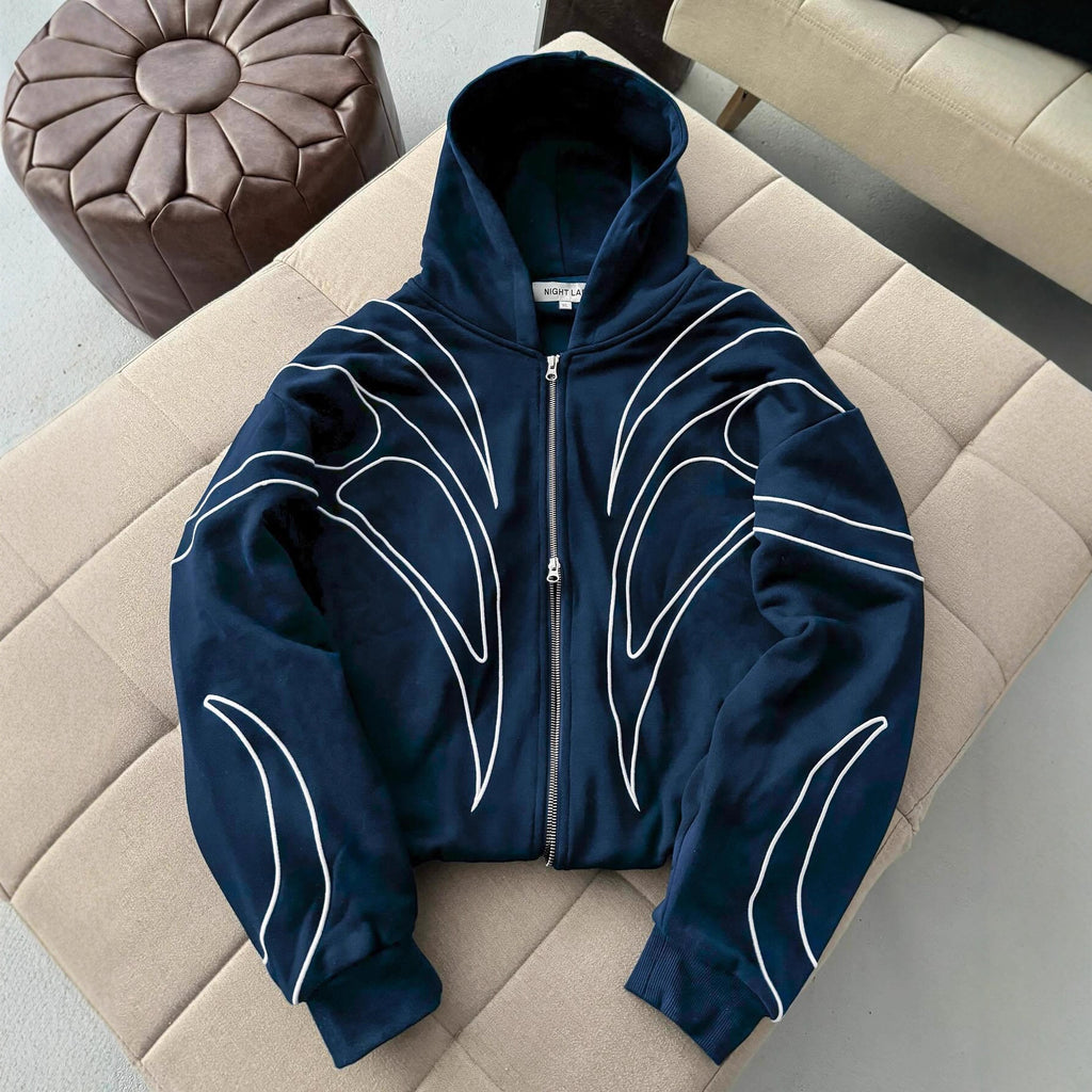Loose-fitting Trendy Streetwear Hooded Sweatshirt With Embroidery For Women