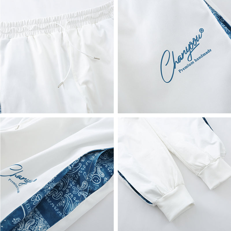 Stitching Elastic Waist Sports Casual Pants For Men And Women Loose All-Match Trendy Pants