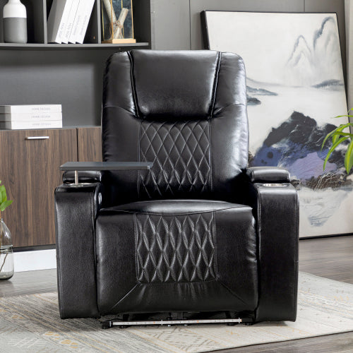 Electric Recliner Chair With USB Charge Port, 360 Swivel Tray Table, Hand In-Arm Storage, Cup Holders, Ambient Lighting - Ambient Lighting Gaming Recliner Chair Home Theat