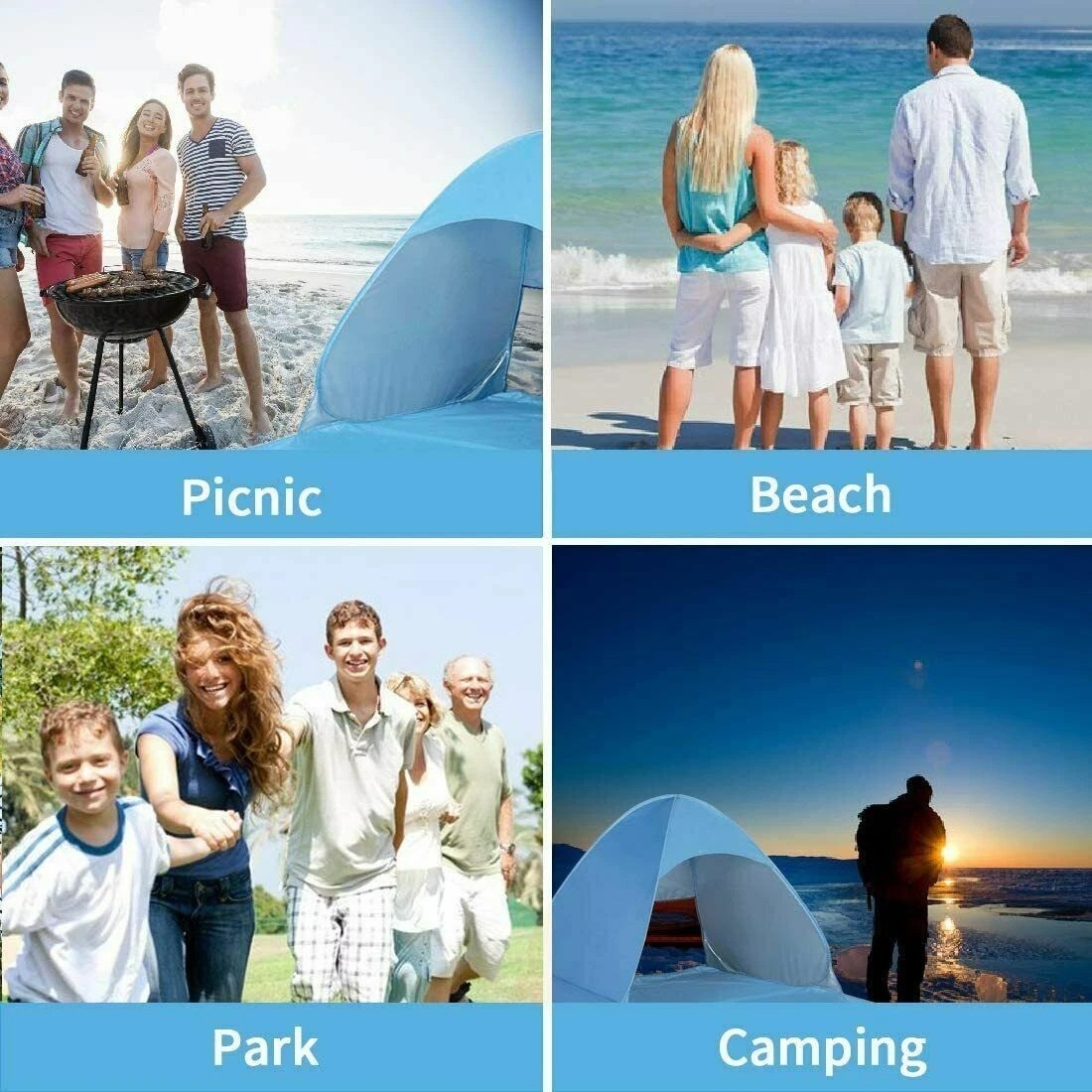 Pop-Up Beach Tent Uv-Resistant & Waterproof Sun Shade Shelter For Camping