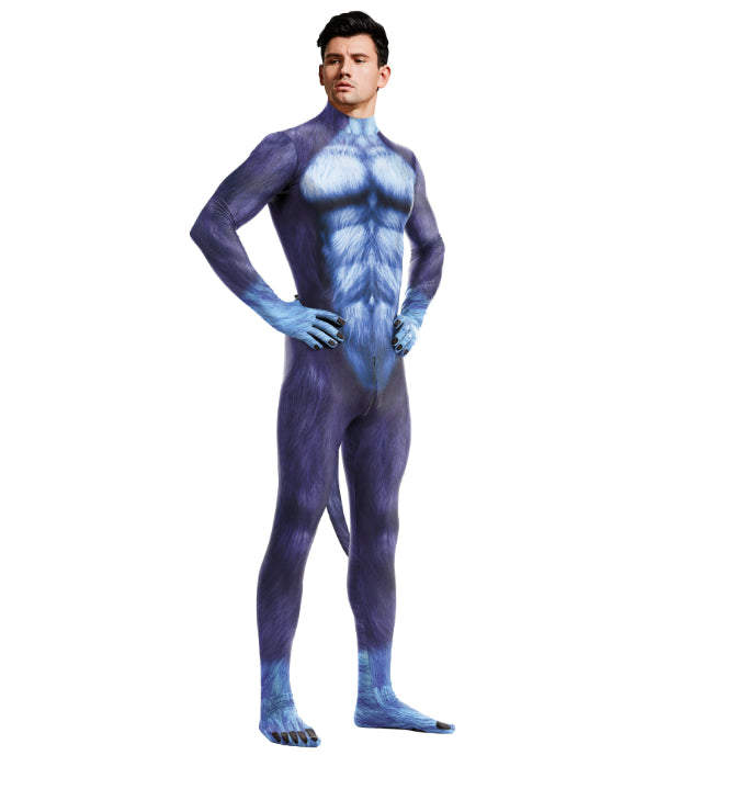Animal Costume Blue Dog Digital Printing All-inclusive Tight Jumpsuit Performance Wear