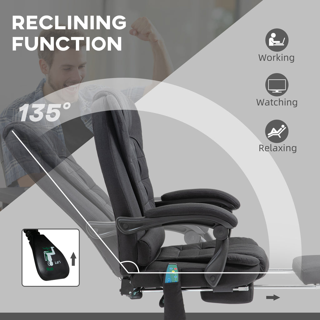 Vinsetto Six-Point Massage And Heated Office Chair - Black