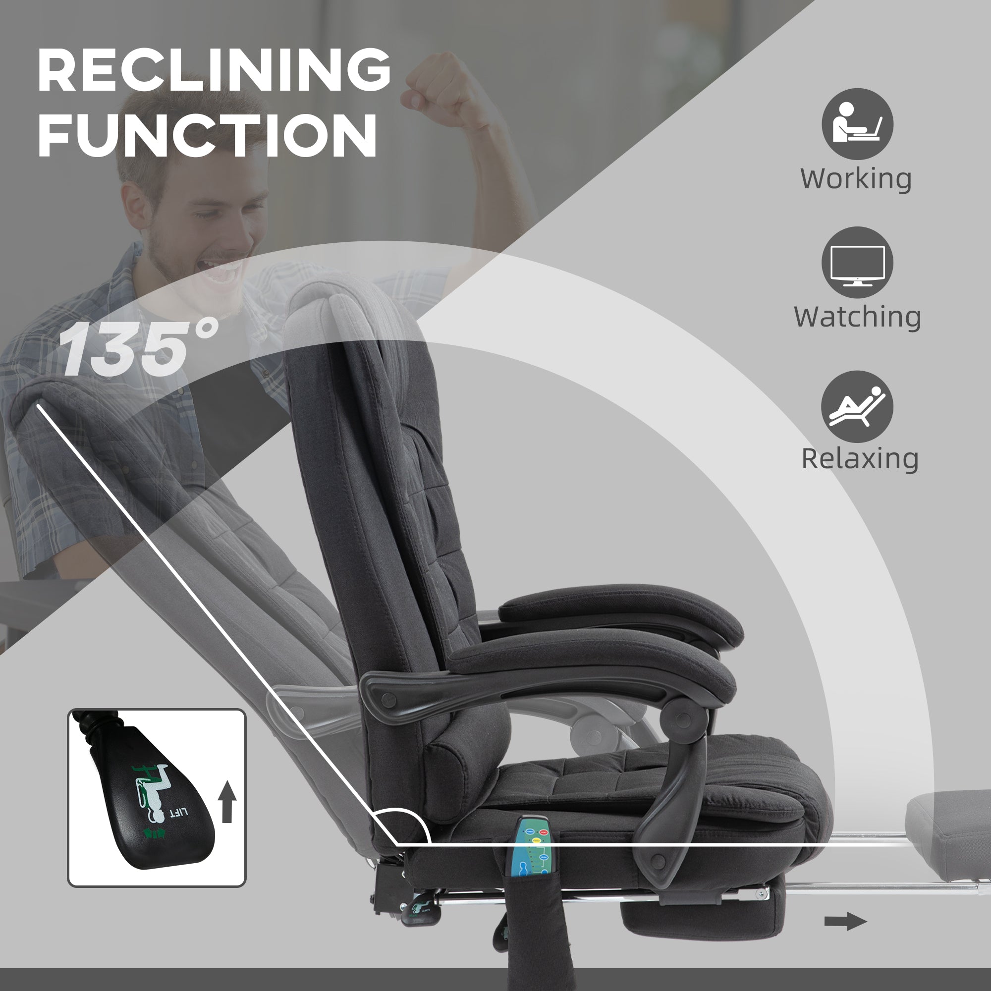 Vinsetto Six-Point Massage And Heated Office Chair - Black