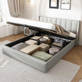 LED Upholstered Bed ,King Size Bed-5ft 150X200cm Hydraulic Bed, Rechargeable USB Port In Bed, With LED Lighting, With Storage Space, Adjustable Headboard, PU , Grey