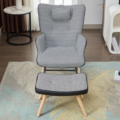 Rocking Chairs For Adults, Tteddy Rocking Chair Relaxing Recliner Chair With Solid Wood Legs High Back Lounge Chairs For Balcony Living Room Bedroom