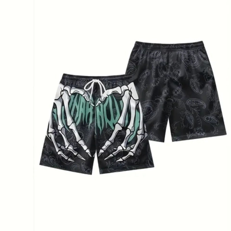 Summer Fashion Skull Hand Letter Element Shorts