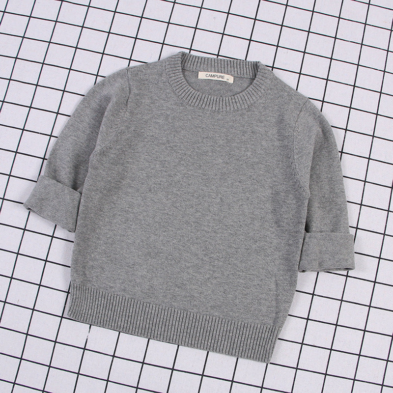 Boys And Girls Solid Color Sweater Pullover Sweater
