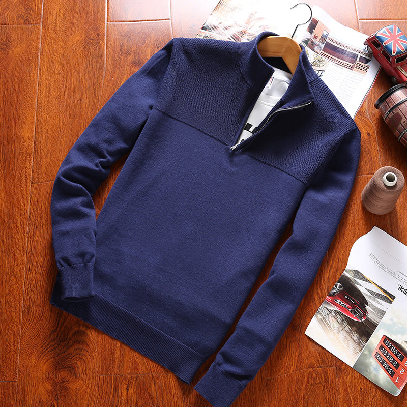 Fall half zip collar sweater men
