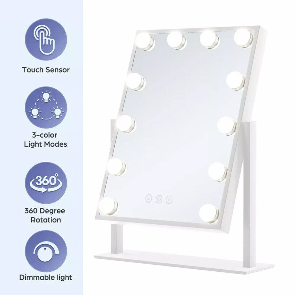 New Hollywood Mirror Vanity Make Up Mirror With 12 Lights LED Dressing Table Mirror UK