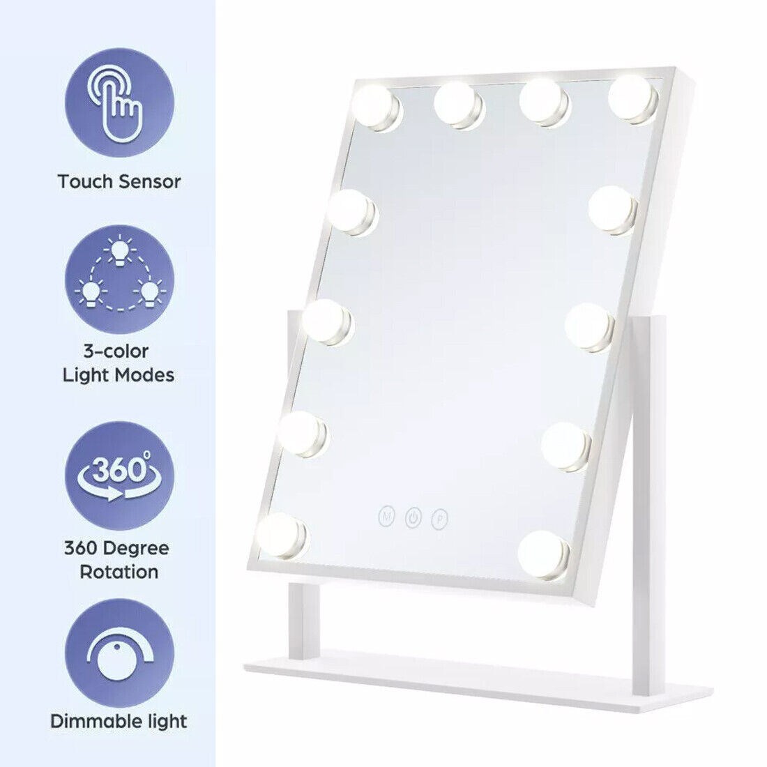 New Hollywood Mirror Vanity Make Up Mirror With 12 Lights LED Dressing Table Mirror UK