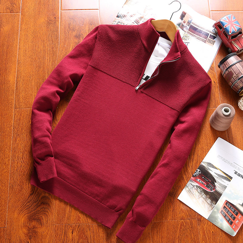 Fall half zip collar sweater men