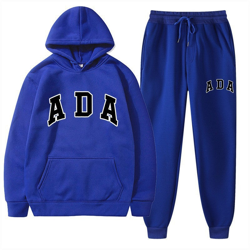 Letter-printed Loose-fitting Hooded Sweatshirt Set