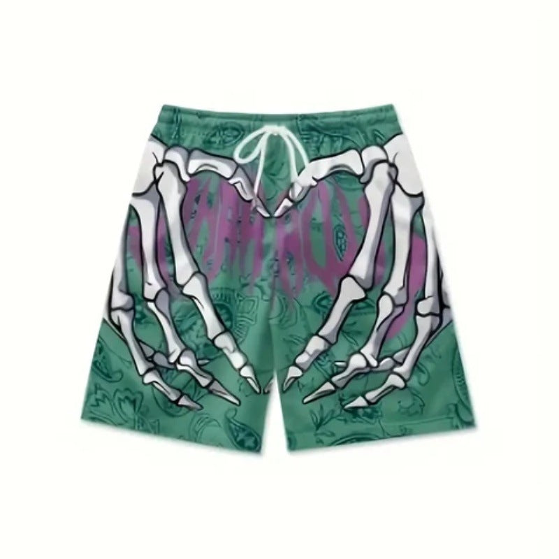 Summer Fashion Skull Hand Letter Element Shorts
