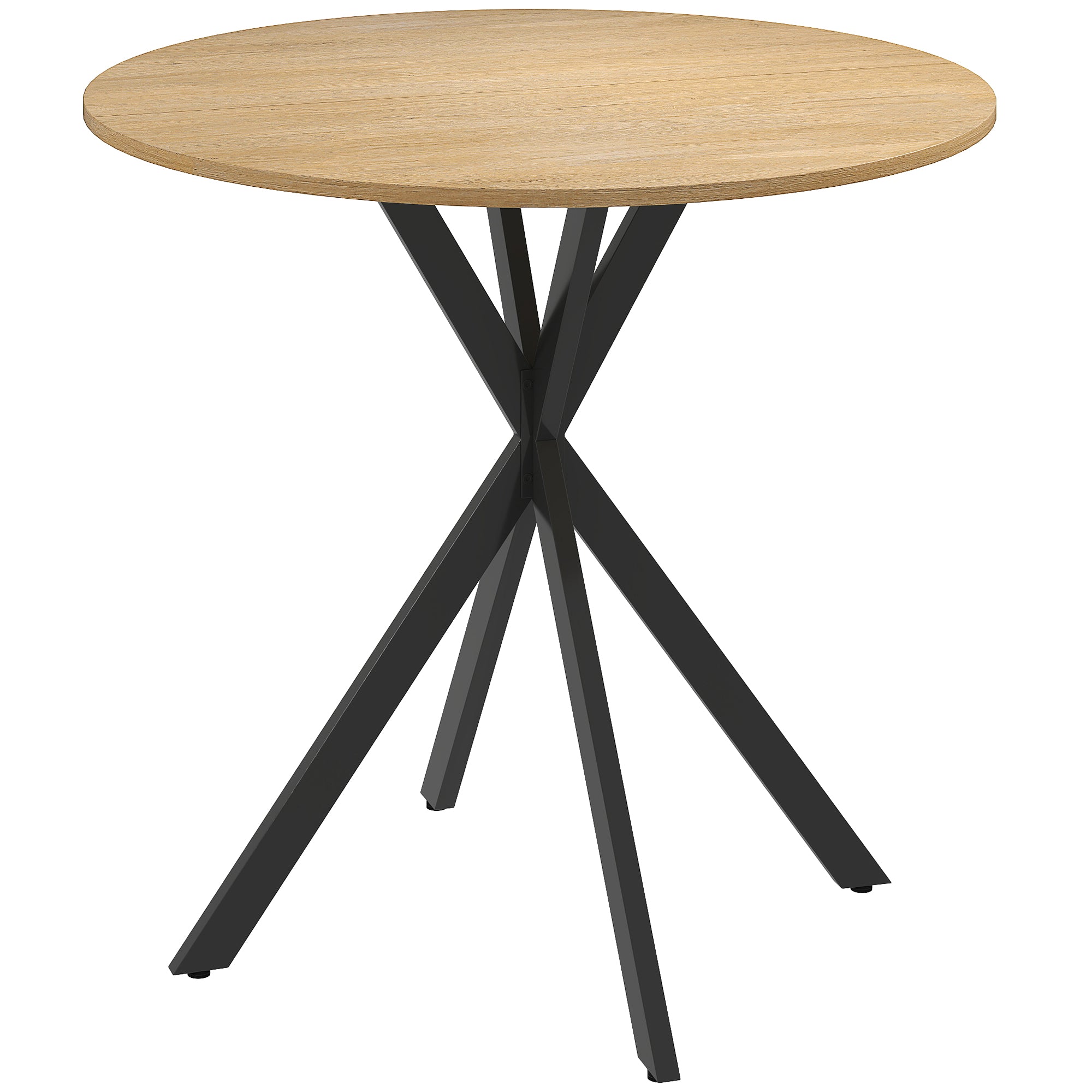 80cm Industrial Round Dining Table - White Oak