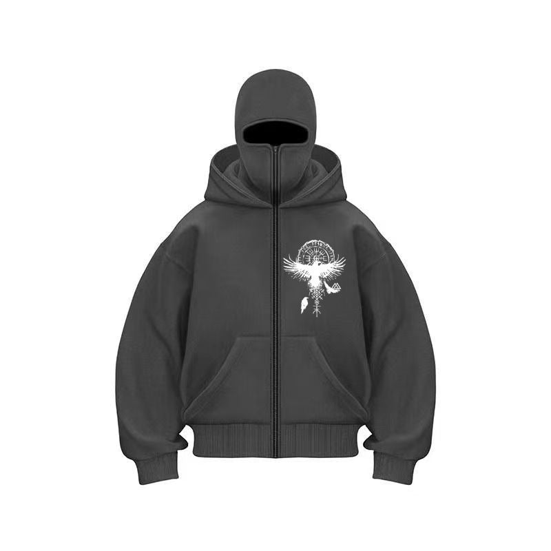 Gothic Zippered Hooded Sweatshirt For Men
