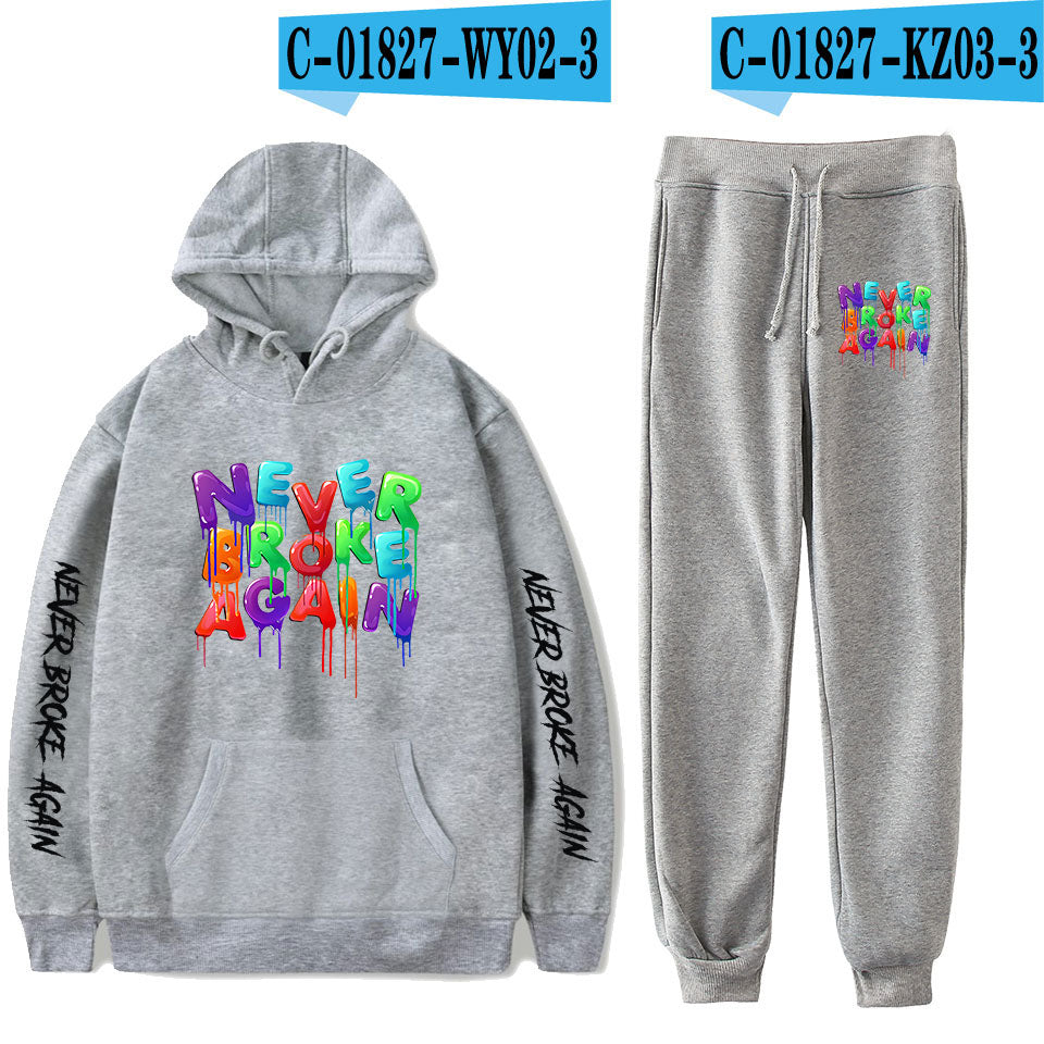 Broke Again Hooded Sweatshirt And Ankle Pants Casual Set
