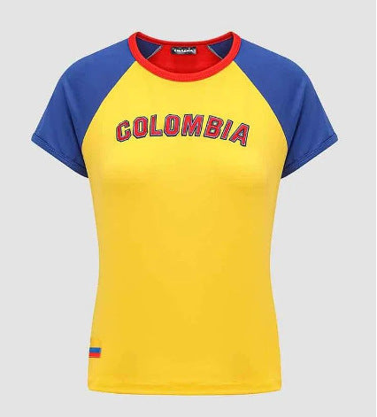 Y2K Womens Summer Cropped Slim-Fit Blue Lettered TopT-Shirt