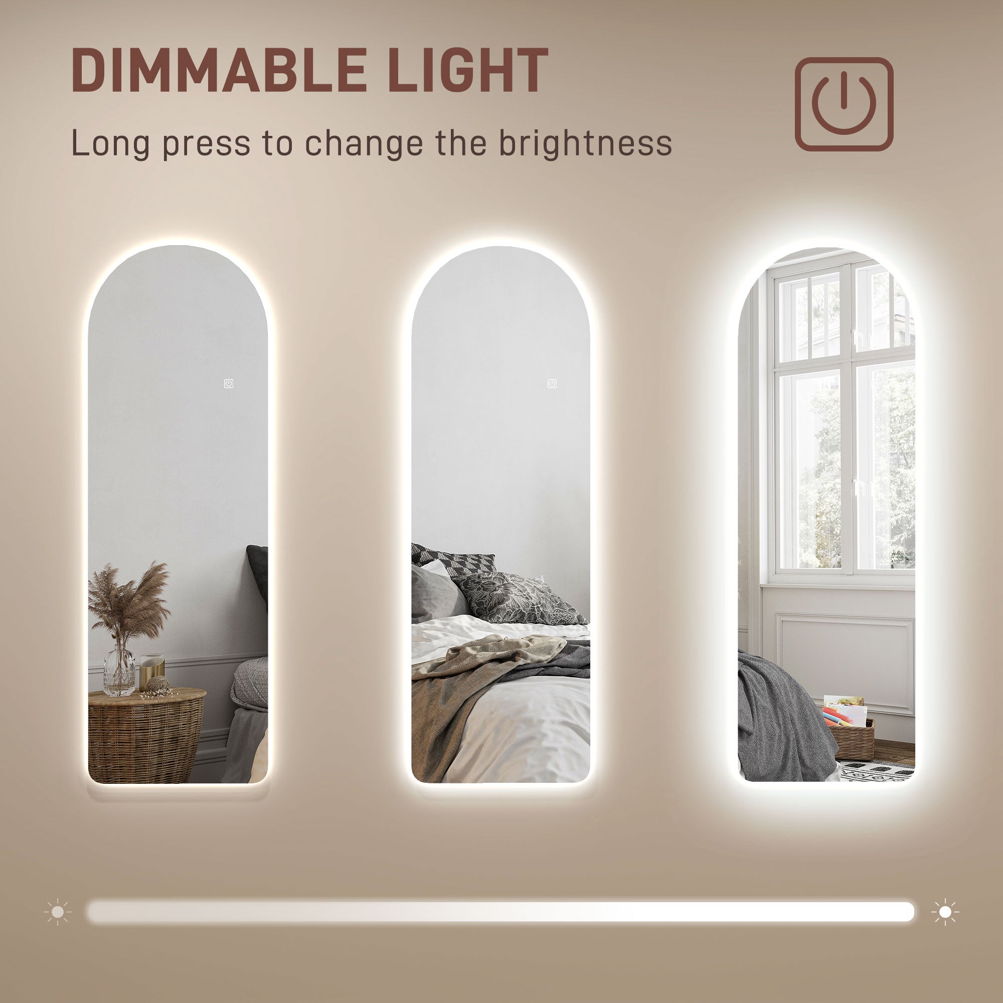 120 X 40cm Arch Mirror, With LED Lights