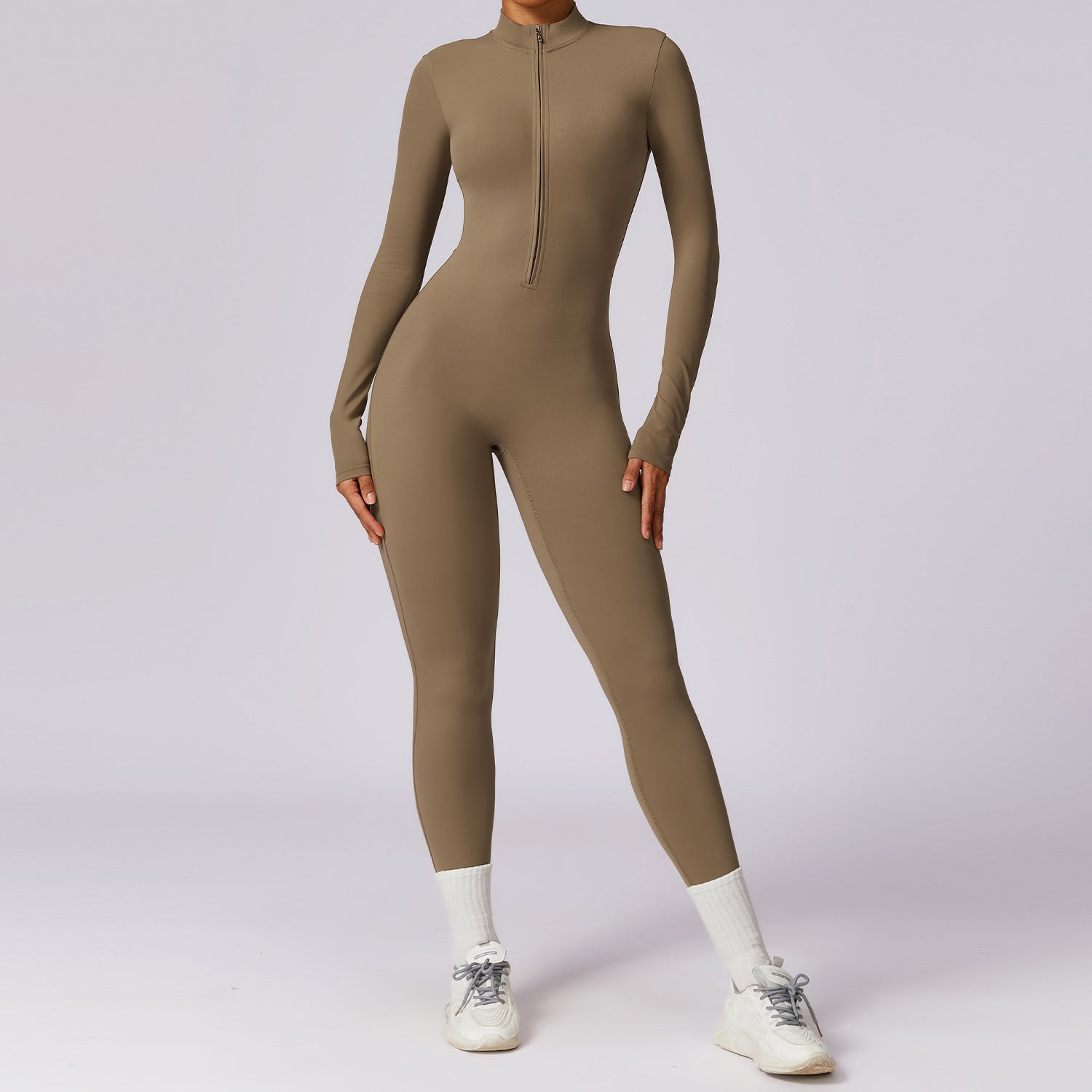 Women's Long-sleeve Zipper Gym Sports Jumpsuit