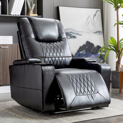 Electric Recliner Chair With USB Charge Port, 360 Swivel Tray Table, Hand In-Arm Storage, Cup Holders, Ambient Lighting - Ambient Lighting Gaming Recliner Chair Home Theat