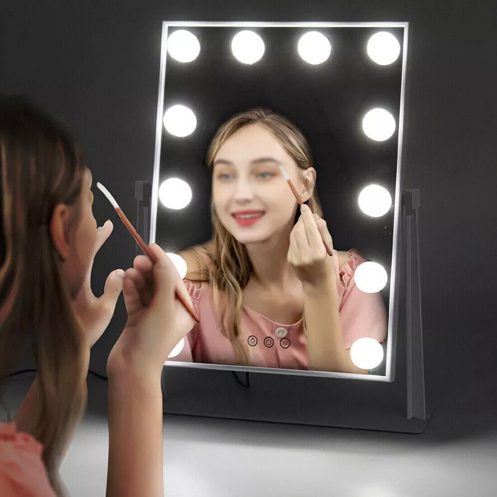 New Hollywood Mirror Vanity Make Up Mirror With 12 Lights LED Dressing Table Mirror UK