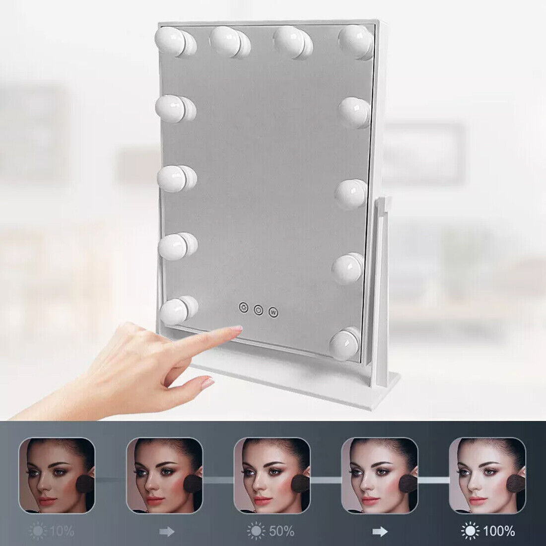 New Hollywood Mirror Vanity Make Up Mirror With 12 Lights LED Dressing Table Mirror UK