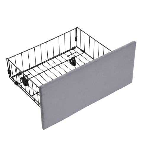 Upholstered Bed,Double Bed-4ft6  135x190cm  Hydraulic Bed, Three Drawers, Bed Box For Storage, Slatted Frame With Headboard, Without Mattress, Velvet, Grey