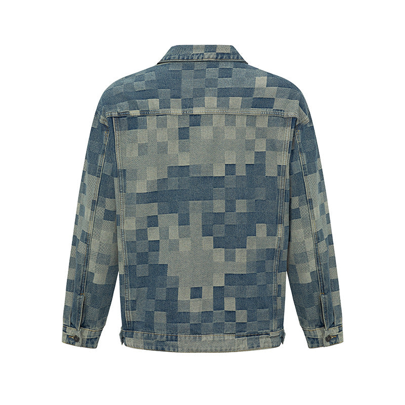 Youth Denim Short Gown Korean Style Mosaic Denim Jacket For Men