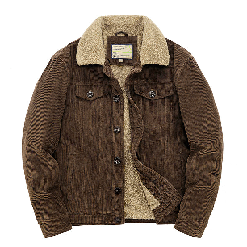 Mens Short, Fleece-lined, Insulated Cotton-padded Coat
