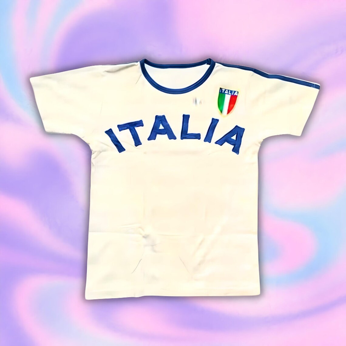 Y2K Womens Summer Cropped Slim-Fit Blue Lettered TopT-Shirt