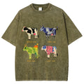 Mens Retro Cotton Funny Cow Streetwear Printed Top
