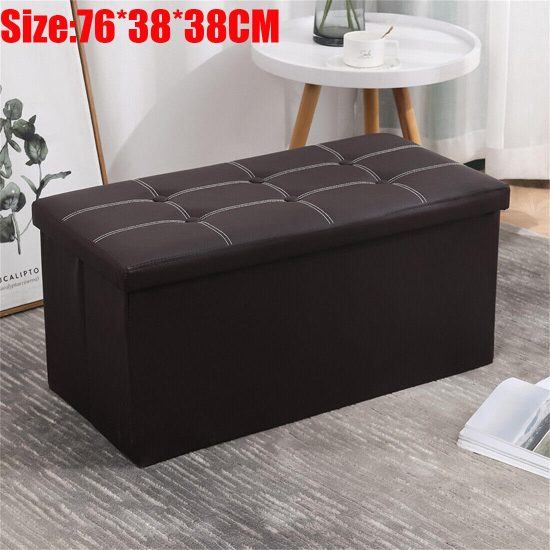 Large Seater Folding Storage Ottoman Pouffe Bench Seat Blanket Toy Chest Box UK NEW