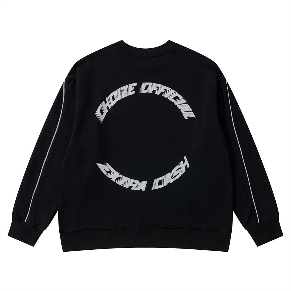 Dark Letters Printed Crew Neck Sweatshirt Men
