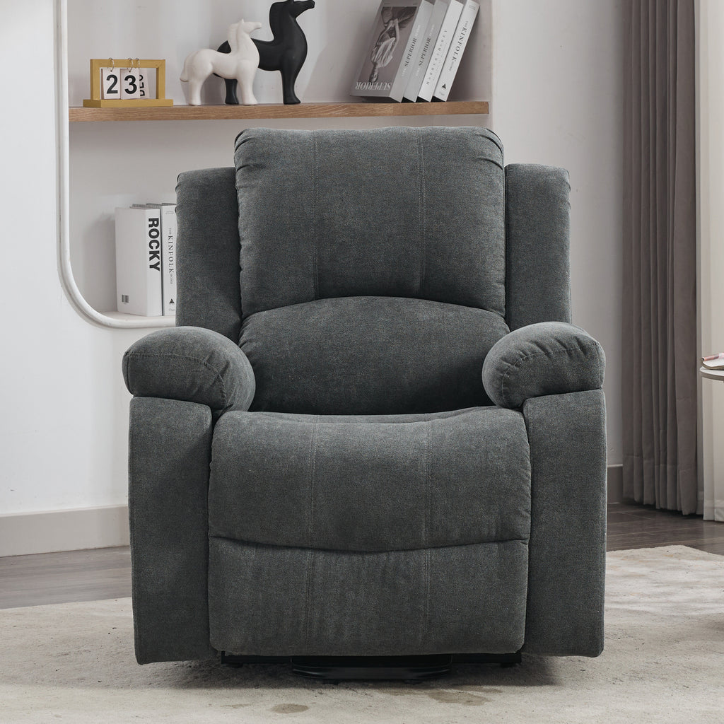 Power Massage Lift Recliner Chair With Heat & Vibration For Elderly, Heavy Duty And Safety Motion Reclining Mechanism Fabric Sofa With Storage Pockets, Cup Holders