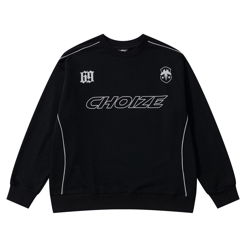 Dark Letters Printed Crew Neck Sweatshirt Men