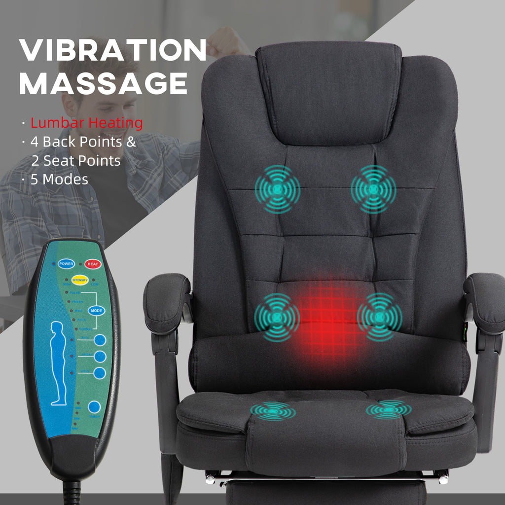 Vinsetto Six-Point Massage And Heated Office Chair - Black