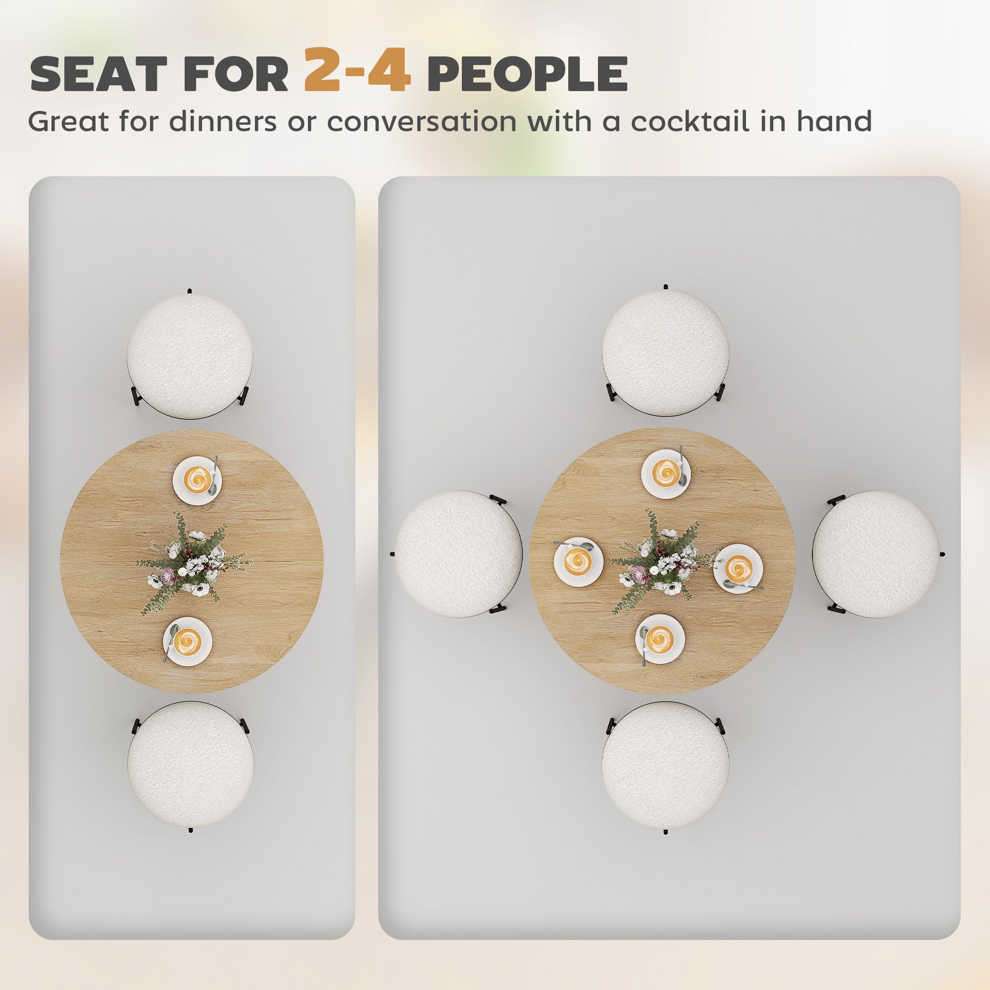 80cm Industrial Round Dining Table - White Oak