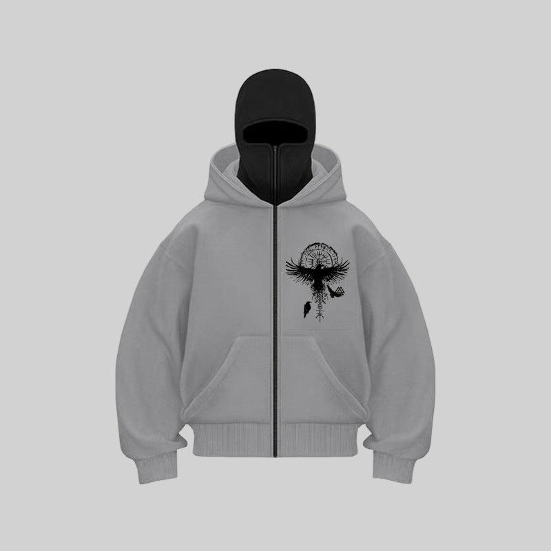 Gothic Zippered Hooded Sweatshirt For Men